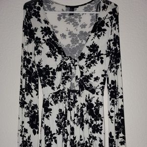 Black and white floral romper